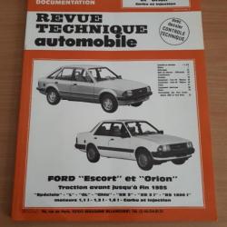 Revue Technique Ford Escort et Orion essence à carburateurs et injection jusqu'à fin 1985