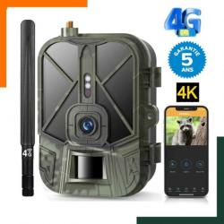 GARANTIE 5 ans - Caméra de chasse 4G 30MP 4K UHD + carte SD 128Go - LIVRAISON GRATUITE ET RAPIDE