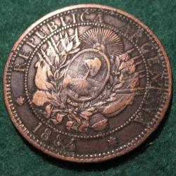 piece de 2 centavos 1884 bronze argentine diametre 30mm