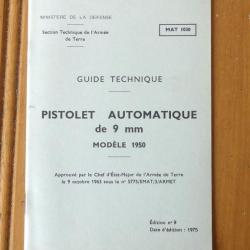 Guide technique MAT 1030 - Pistolet automatique de 9 mm Mle 1950