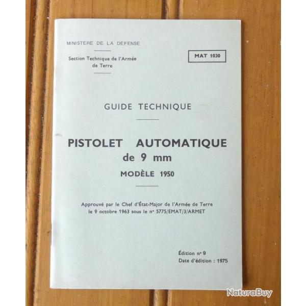 Guide technique MAT 1030 - Pistolet automatique de 9 mm Mle 1950