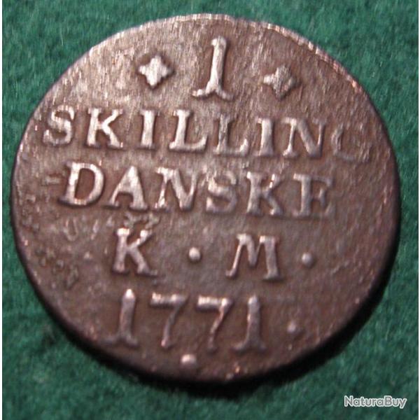 piece de 1 SKILLING K.M 1771 Danemark  diametre 30mm