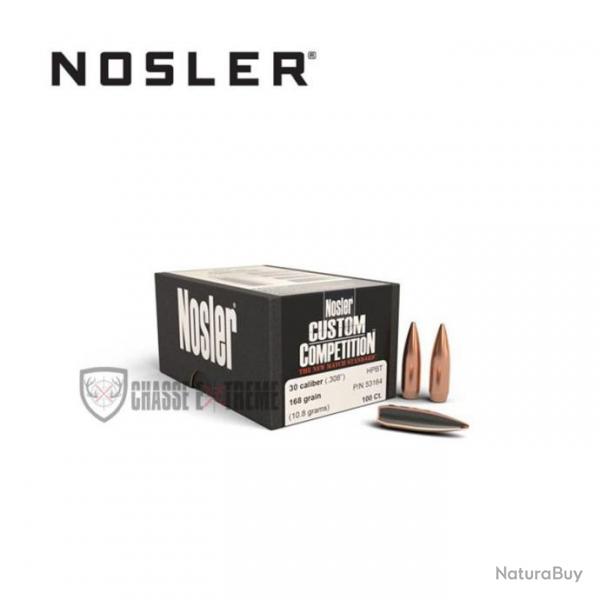 100 Ogives NOSLER Cal.30 168 Gr Hpbt