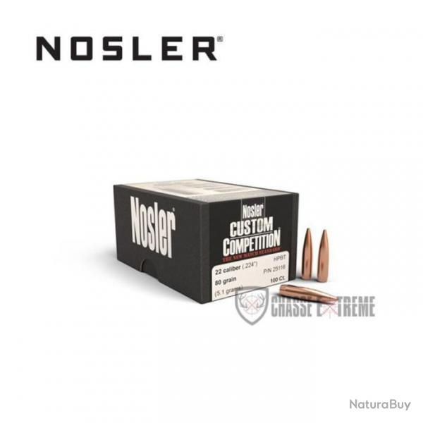 100 Ogives NOSLER Cal.22 80 Gr Hpbt