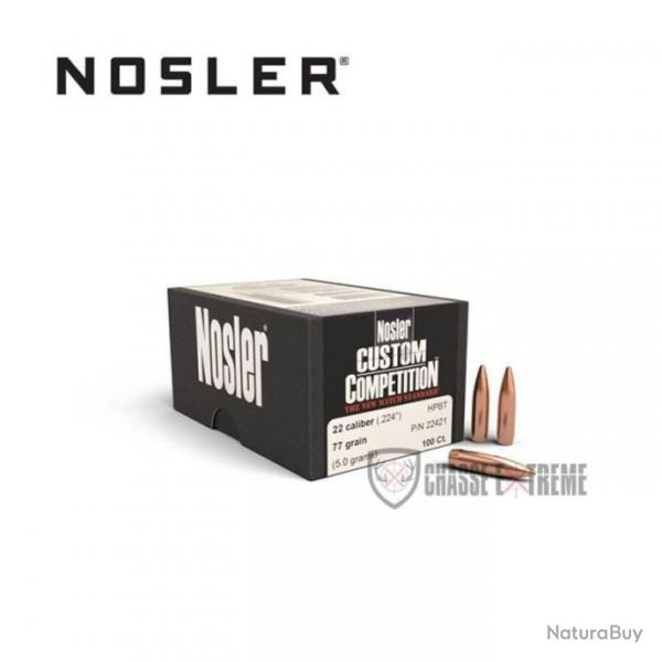 100 Ogives NOSLER Cal.22 77Gr Hpbt