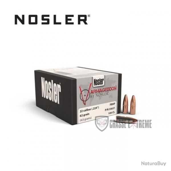 100 Ogives NOSLER Cal.22 62Gr Hpfb