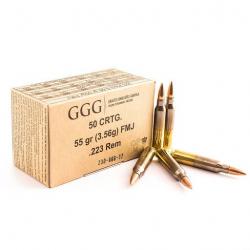 Cartouche GGG 223 Rem. 55grs FMJ - Boite de 50 unités