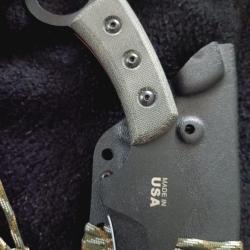 TOPS Karambit Lame Acier Carbone 19 cm Manche Micarta Etui Kydex Made In USA