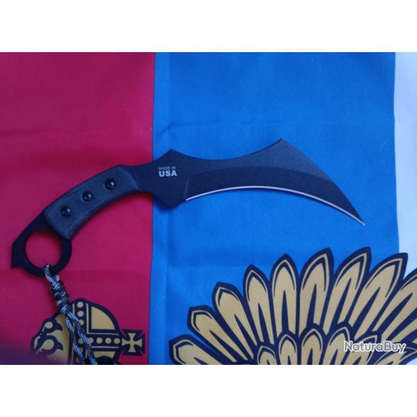 TOPS Karambit Lame Acier Carbone 19 cm Manche Micarta Etui Kydex Made In USA