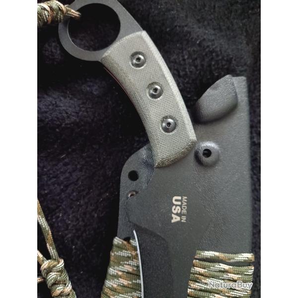 TOPS Karambit Lame Acier Carbone 19 cm Manche Micarta Etui Kydex Made In USA