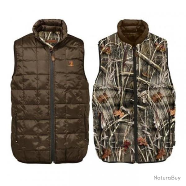 Gilet de chasse Percussion Warm Rversible Camo Roseaux Marron