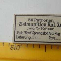 Boite de 50  cartouches"Patronen Zielmunition kal 5,6 " pour entrainement...