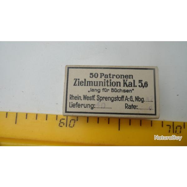 Allemand 39/45..../Boite de 50  cartouches"Patronen Zielmunition kal 5,6 " pour entrainement...