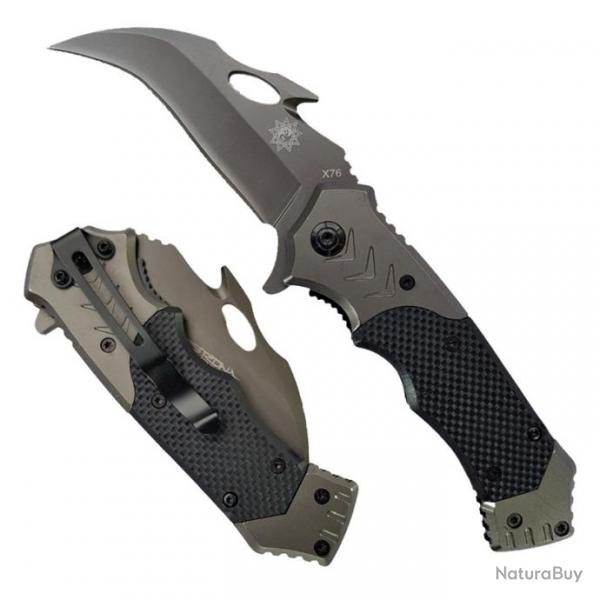 Couteau De Poche Karambit "Deresrina" 19,5 Cm Manche Rsine Sport Outdoor