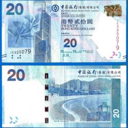 Hong Kong 20 Dollars 2015 Banque de Chine Billet Tour