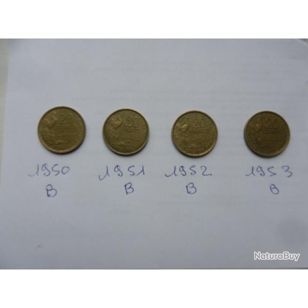 lot de pices de monnaie franaise 20 centimes 1950  53 B