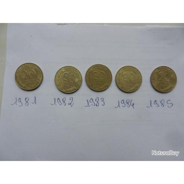 lot de pices de monnaie franaise 20 centimes 1981  85