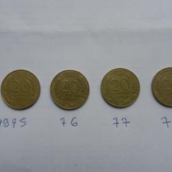 lot de pièces de monnaie française 20 centimes 1975 à 78