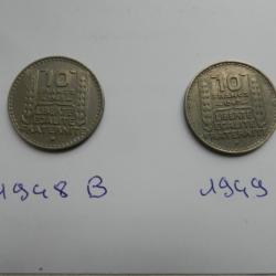lot de pièces de monnaie française 10 francs 1948/ 49B