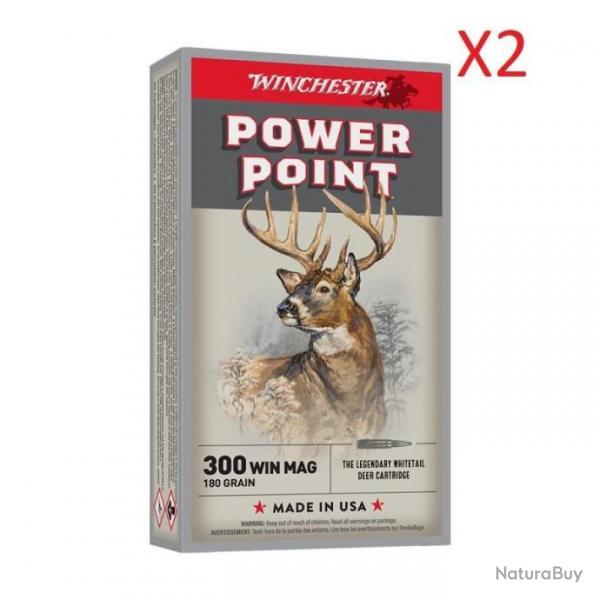 VENTE FLASH ! Lot de 2 Boites de 20 Balles Winchester - Power Point - Cal.300WM - 180Gr