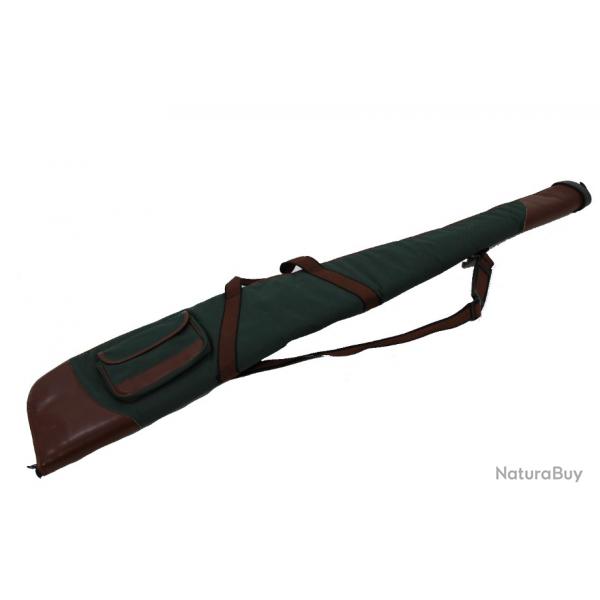 Housse  fusil  tissus et cuir 128 cm avec renfort