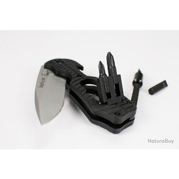 Couteau Multifonctions KERSHAW 4 Embouts Sur Le Manche Lame Acier 8,5 cm Outdoor