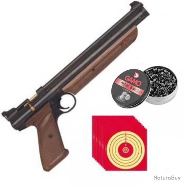 Pistolet P1377 Brown classic cal 4.5 8 J + 250 Plombs match classic + 10 cibles