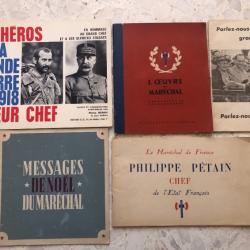 lot 5 livrets 1940 à 1966 sur le Maréchal Pétain : Oeuvre Etat Vichy Noël grand mère grande guerre