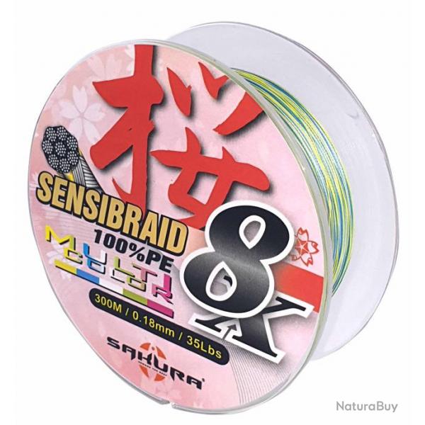 Tresse Sakura Sensibraid 8 Multicolor - 300m 16/100-13,6KG