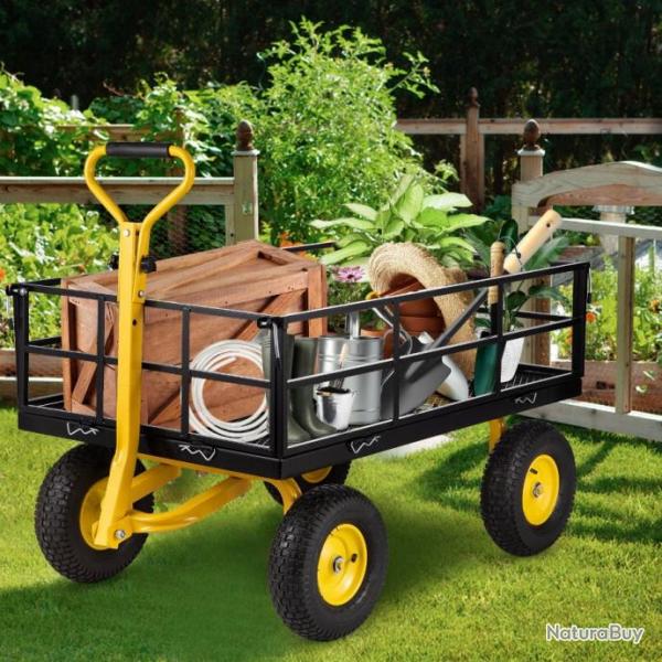 Chariot Remorque de Jardin Transport Bois Outils Roues Increvable Haute Qualit Capacit 227KG