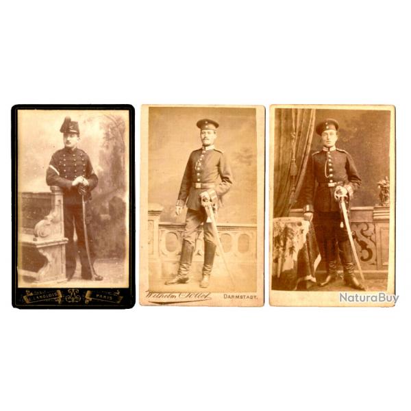 Lot photos anciennes cdv XIXe Militaire Guerre 14/18. Officiers au sabre