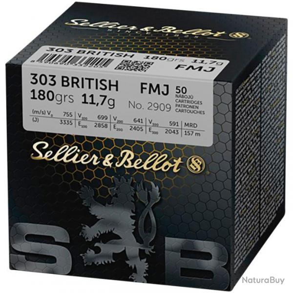 Vente groupe - Pack 200 cartouches Sellier & Bellot - Cal. 303 British FMJ 11,7g - 180 grains