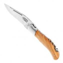 Couteau Laguiole chasse "Grande nature" tire-bouchon olivier 12 cm [Arbalète G. David]