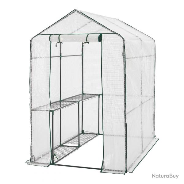 Serre de jardin en acier et polyéthylène avec étagères intégrées 120 x 186 x 190 cm 03_0008255