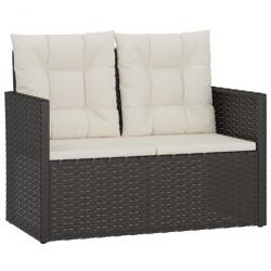 Banc de jardin meuble de patio d'extérieur terrasse avec coussins noir 105 cm résine tressée 02_001