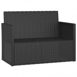 Banc de jardin meuble de patio d'extérieur terrasse avec coussins noir 105 cm résine tressée 02_001