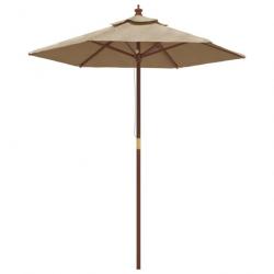 Parasol de jardin avec mât en bois 196 x 231 cm taupe 02_0008357