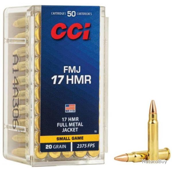 BOITE DE 50 CARTOUCHES CCI FMJ CAL.17HMR 20GR