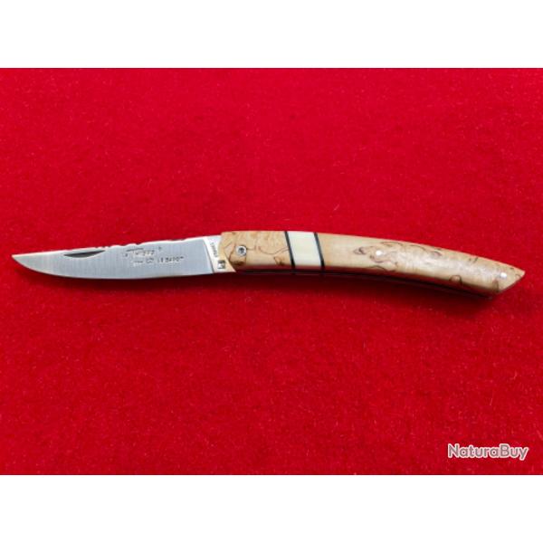 Couteau LE THIERS par LE SABOT, INSERT CRATION, BOULEAU DE FINLANDE, PHACOCHRE, intercalaire G10.