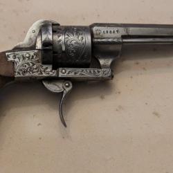 Revolver pistolet à broche très ancien XIXÈME Lefaucheux Breveté SGDG Paris. Révisé nettoyé TBE.