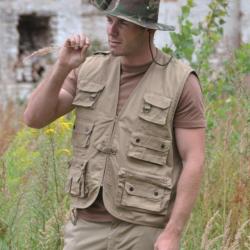 Gilet Reporter Chasse et Pêche Multi-Poches Beige M