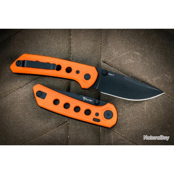 Couteau Reate Knives PL-XT Orange Manche G10 Lame Acier Nitro-V BLK IKBS Pivot Lock Clip REA133