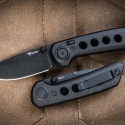 Couteau Reate Knives PL-XT Black Manche Micarta Lame Acier Nitro-V BLK IKBS Pivot Lock Clip REA129 -
