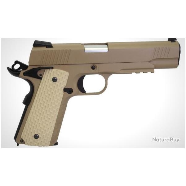 Pistolet cal.6mm Gaz 1911 kimber style tan