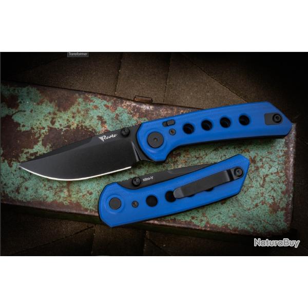 Couteau Reate Knives PL-XT Blue Manche G10 Lame Acier Nitro-V BLK IKBS Pivot Lock Clip REA142