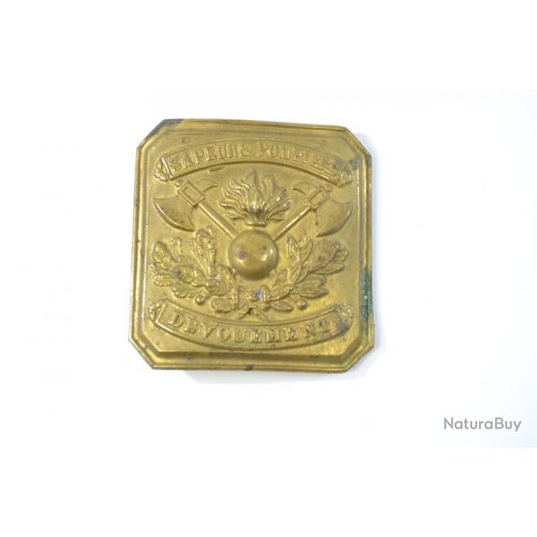 Boucle / plaque de ceinturon Sapeurs Pompiers Dvouement. France 19e Sicle / dbut 20e Sicle.