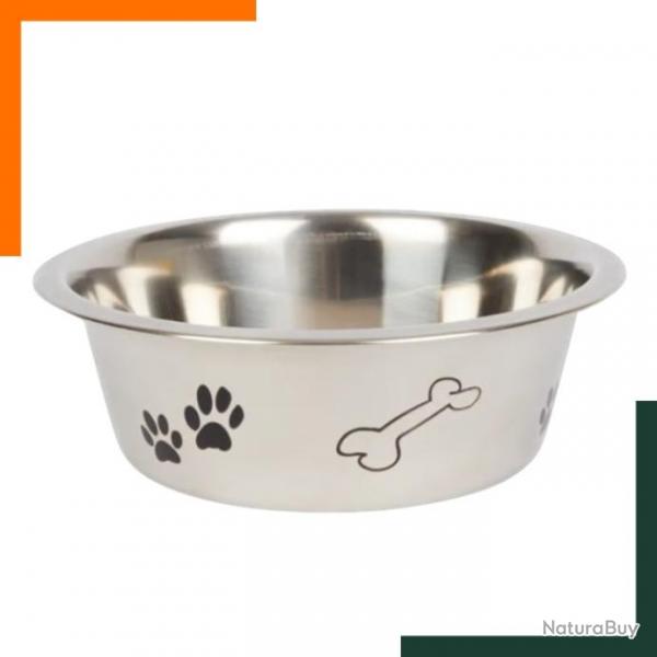 Gamelle pour chien - Imprims noirs - Acier inoxydable - 21 cm