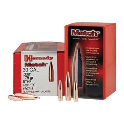 Ogives HORNADY 30 .308 178gr BTHP MATCH - 30715 - boite de 100 unités