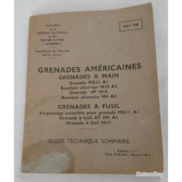 Manuel MAT 1945. Grenades amricaines. Edition Fvrier 1956