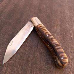Magnifique Couteau Régional L AURILLAC Manche en Corne de Bélier Poncetage